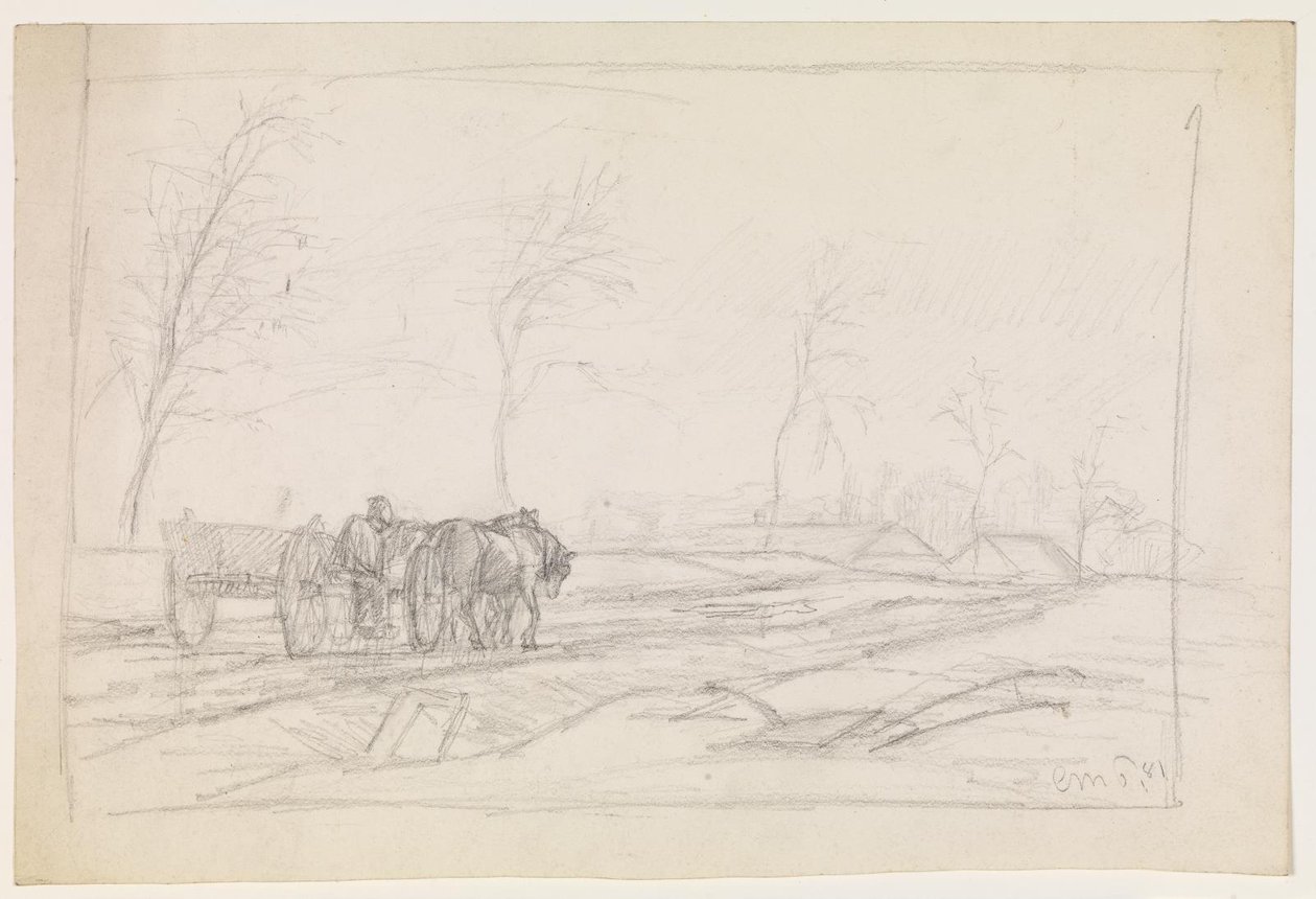 Landscape with Leafless Trees and a Work Cart by Christian Mourier Petersen