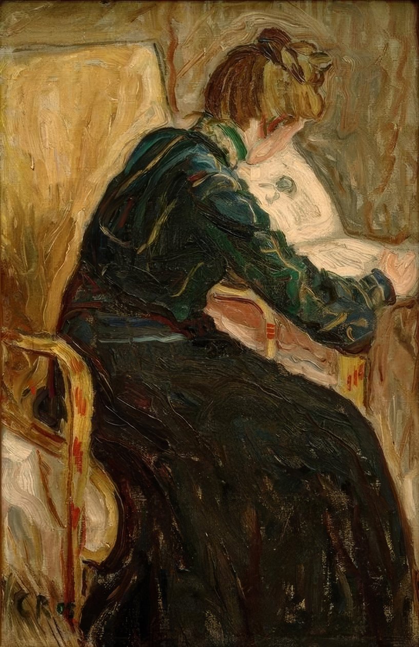 Reading Woman in Armchair by Christian Rohlfs