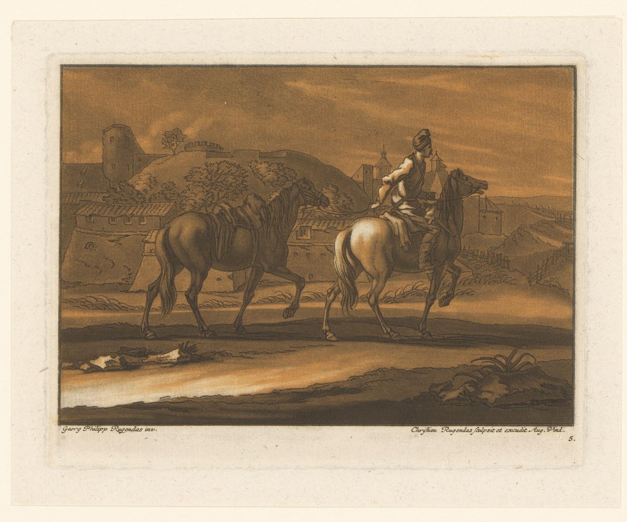 Rider Leading a Horse by Christian Rugendas