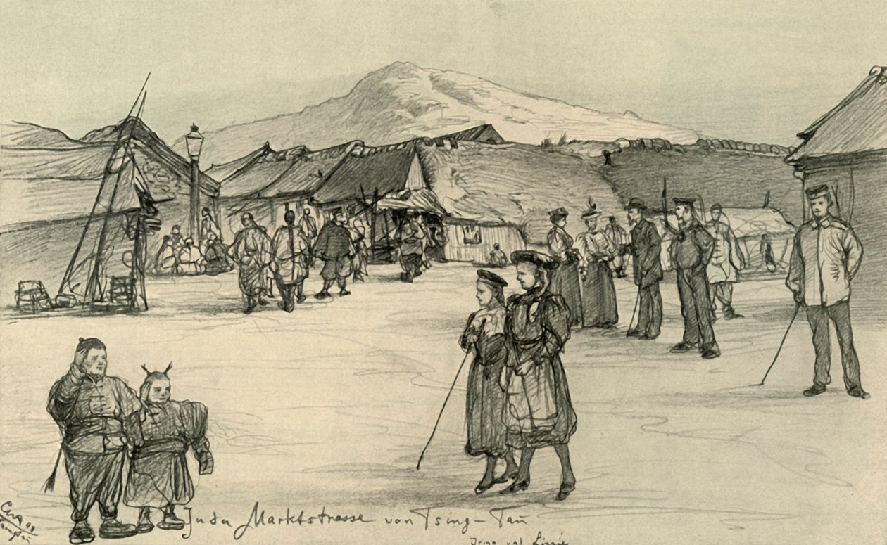 Market place, Tsingtao, China, 1898 by Christian Wilhelm Allers