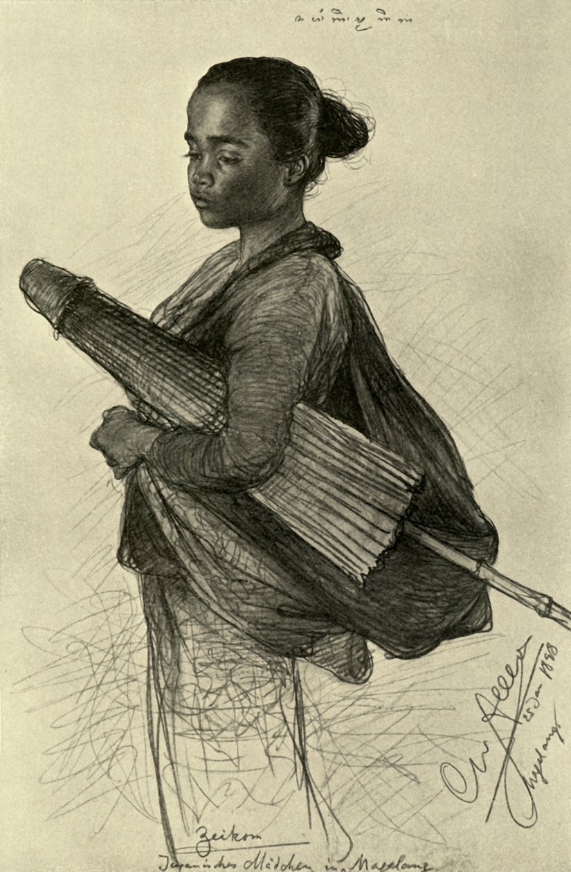 Young woman with parasol, Magalang, Java by Christian Wilhelm Allers