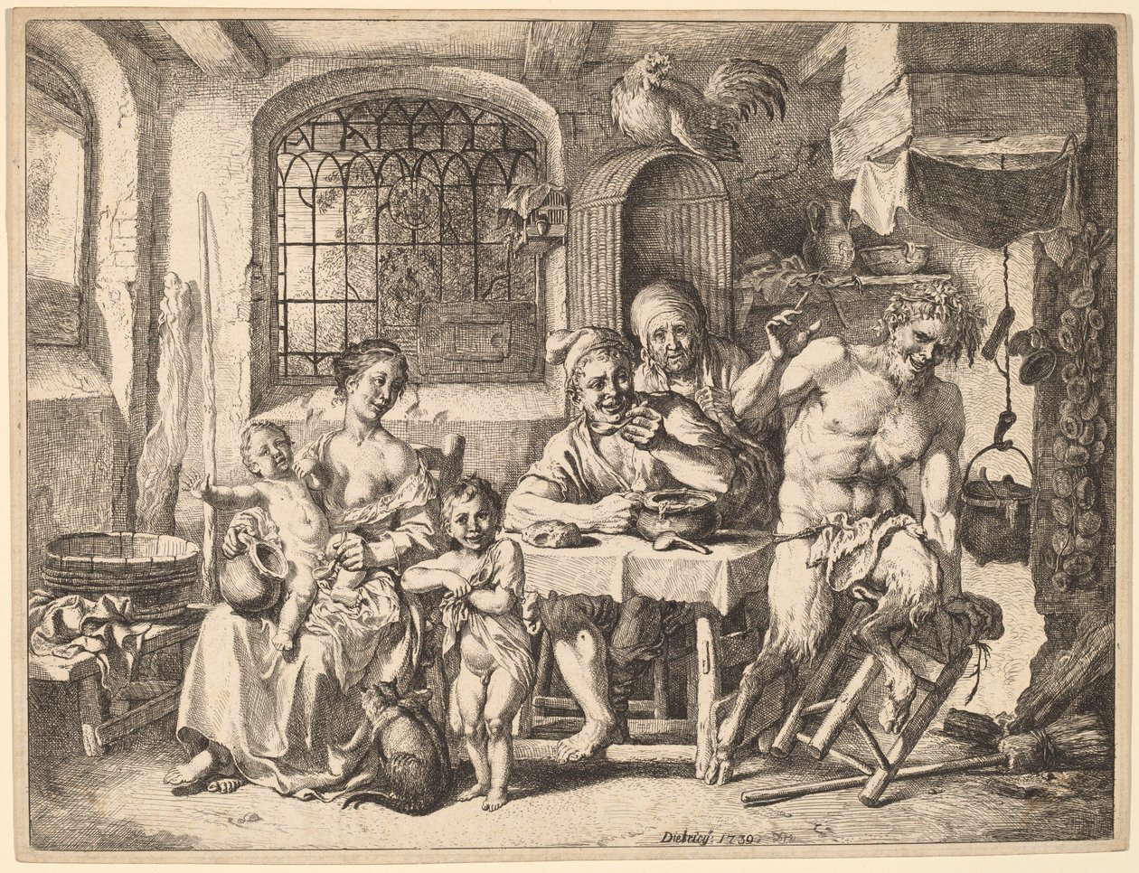 A Satyr Visiting a Peasant Family by Christian Wilhelm Ernst Dietrich