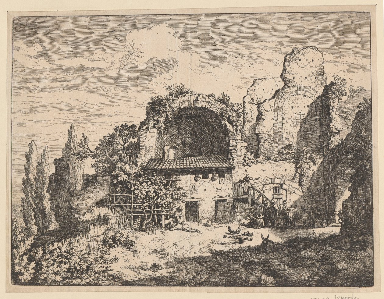 Landscape with Ruins and Farm Buildings by Christian Wilhelm Ernst Dietrich