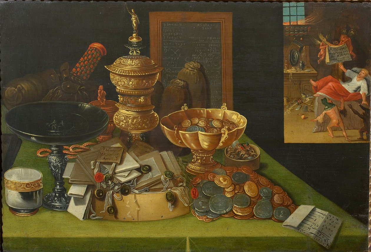 Allegory of Worldly Riches with the Scene of the Death of the Rich Man by Christian van den Perre