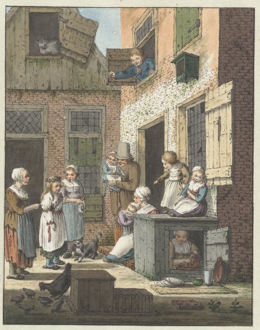 Group of People in Front of a House by Christina Chalon
