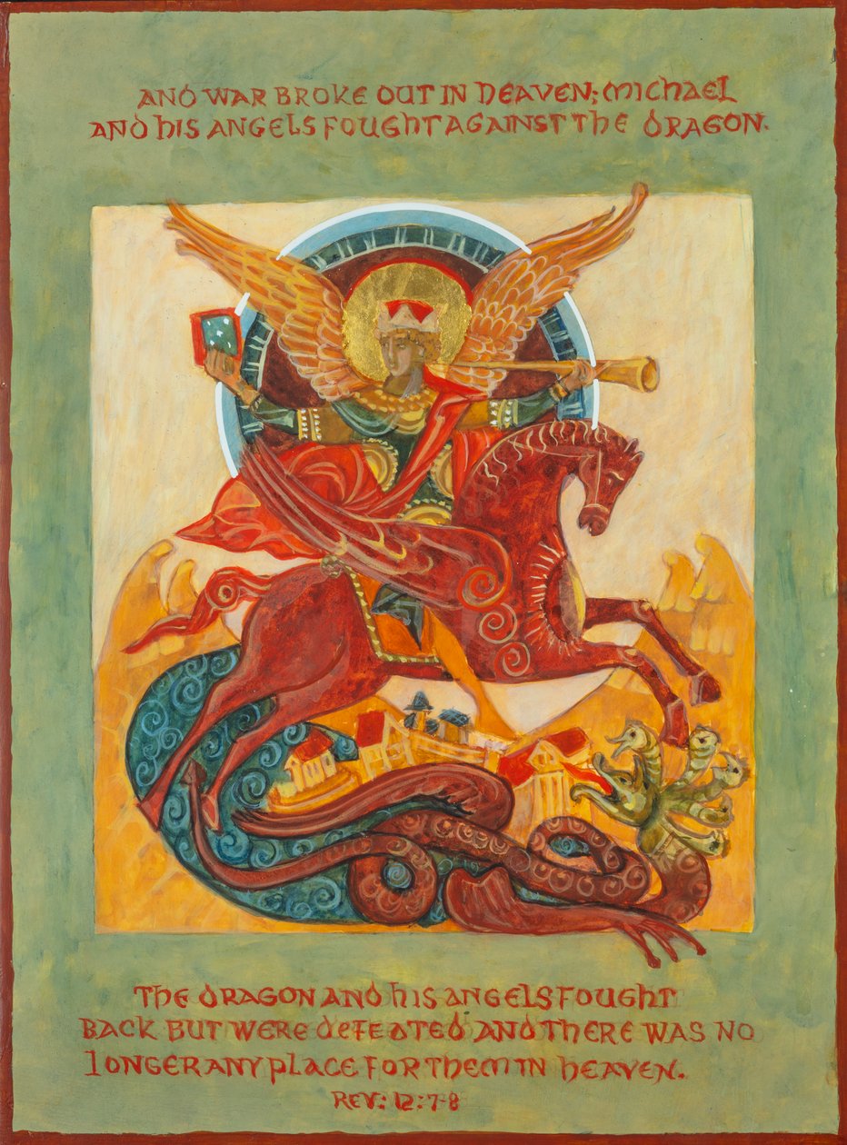 Archangel Michael in Battle Icon by Christine Hales