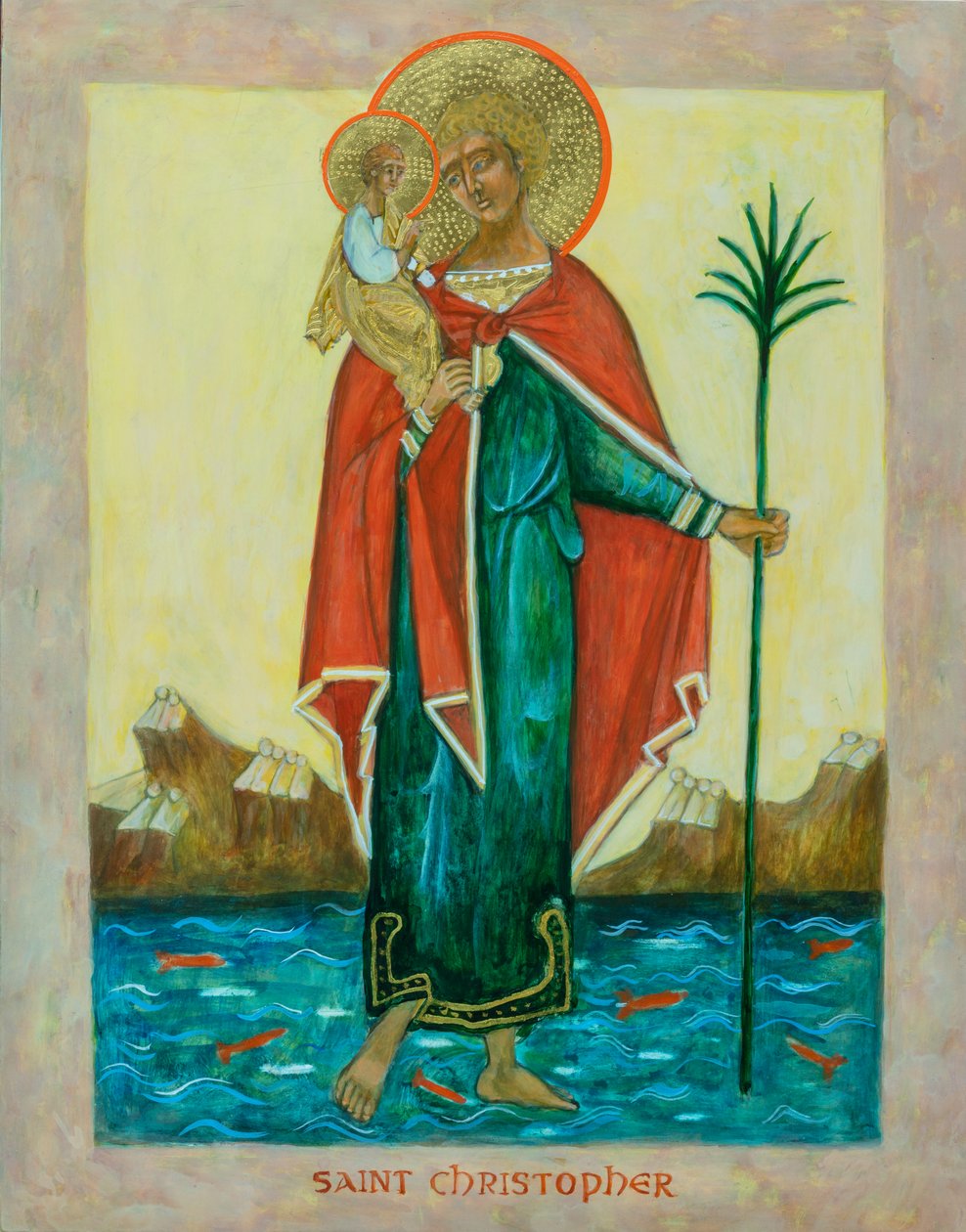 Saint Christopher Icon by Christine Hales: Fine art print