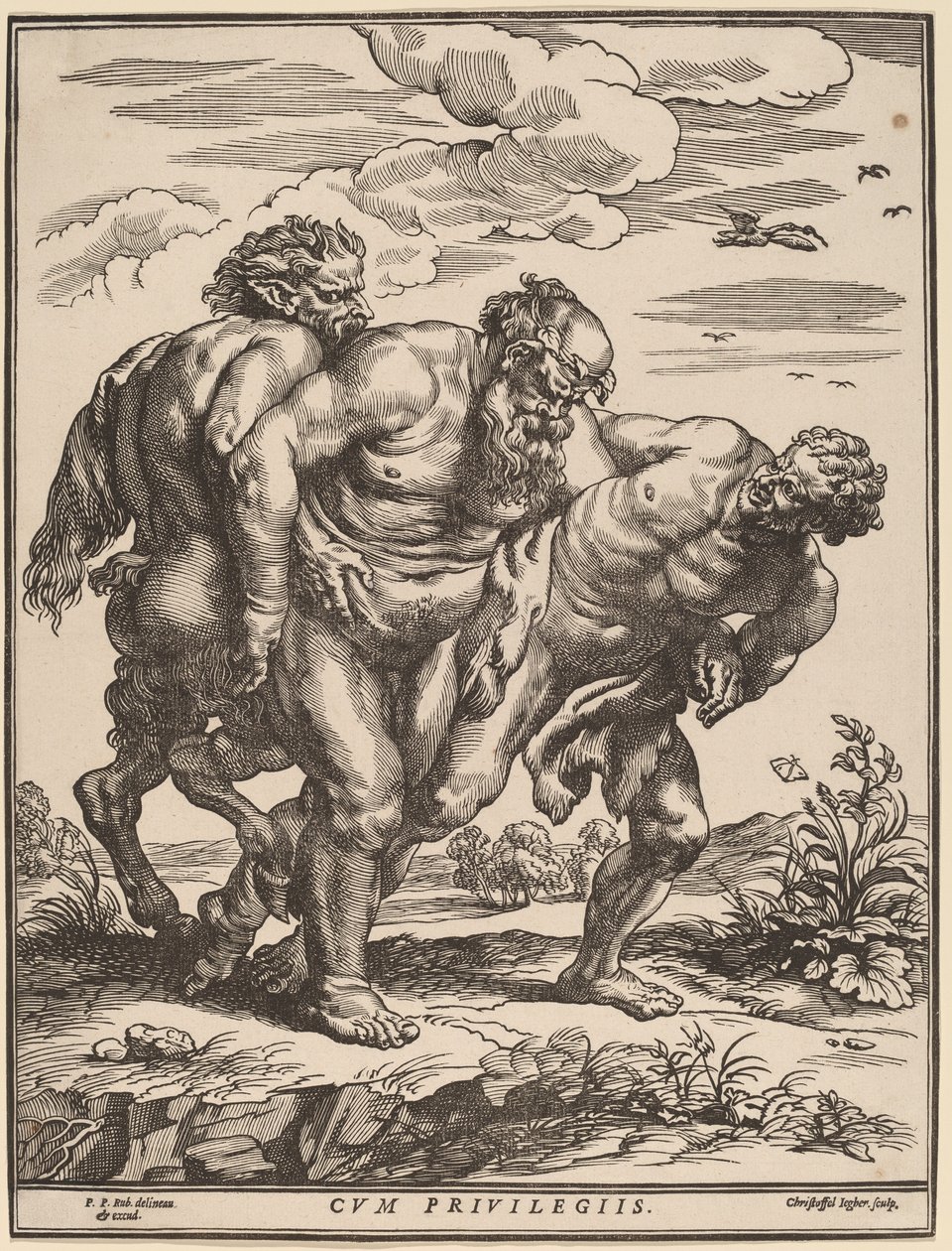 Silenus Accompanied by a Satyr and a Faun by Christoffel Jegher after Sir Peter Paul Rubens