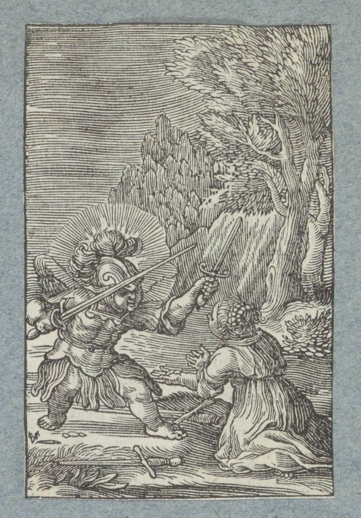 Child Surrenders to Angel Dressed as Knight (Pia Desideria) by Christoffel van Sichem (II)