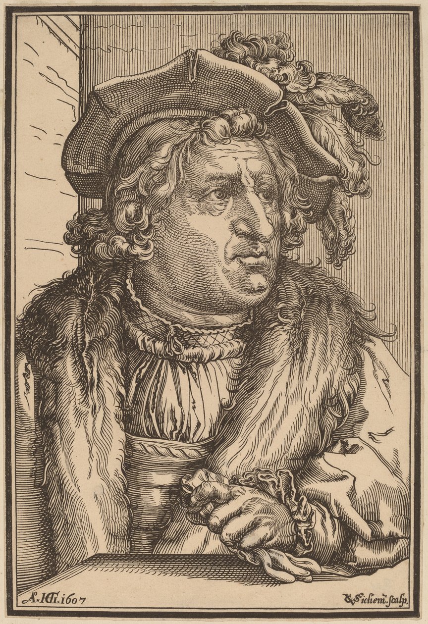 Man with a Plumed Cap by Christoffel van Sichem I after Hendrik Goltzius