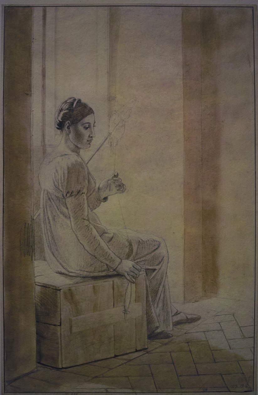 Young Roman Woman Sitting on a Wooden Box by Christoffer Wilhelm Eckersberg