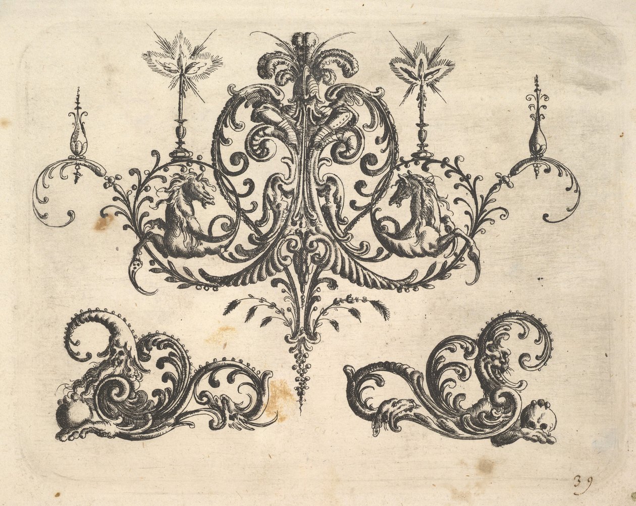A Fantastic Chandelier with Burning Candles and Arabesques, 1610 by Christoph Jamnitzer