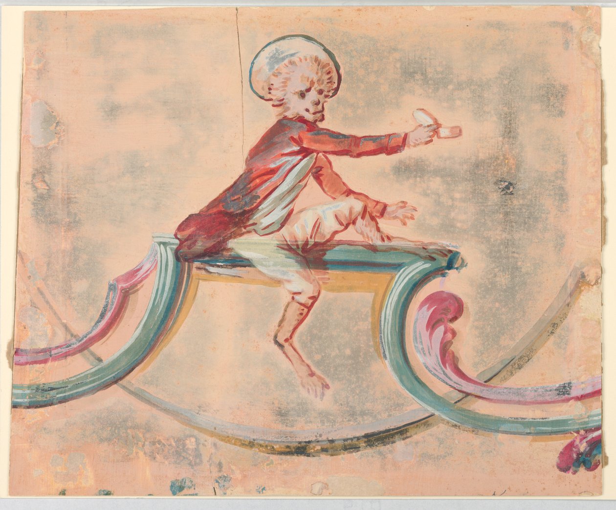 Male Monkey Sits on Decorative Frieze by Christophe Huet