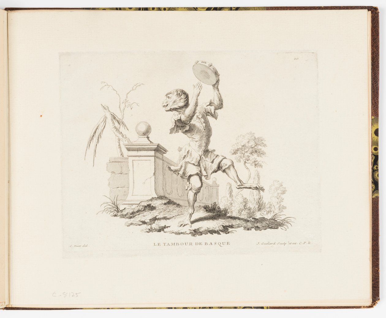 Plate 10, The Tambourine, Monkey Antics or Different Actions of Human Life Represented by Monkeys by Christophe Huet