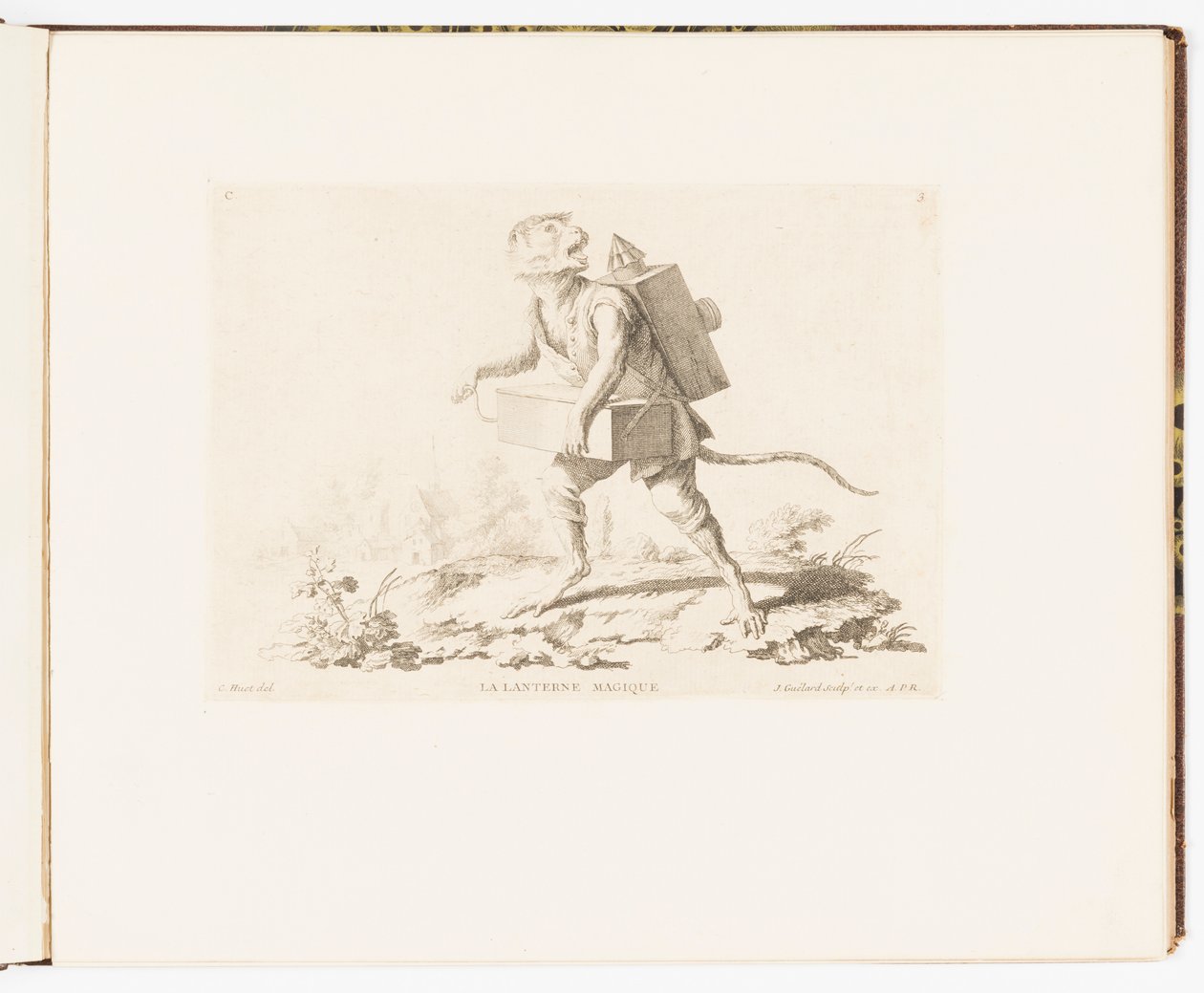 Plate 3, The Magic Lantern, Monkey Antics or Different Actions of Human Life Represented by Monkeys by Christophe Huet
