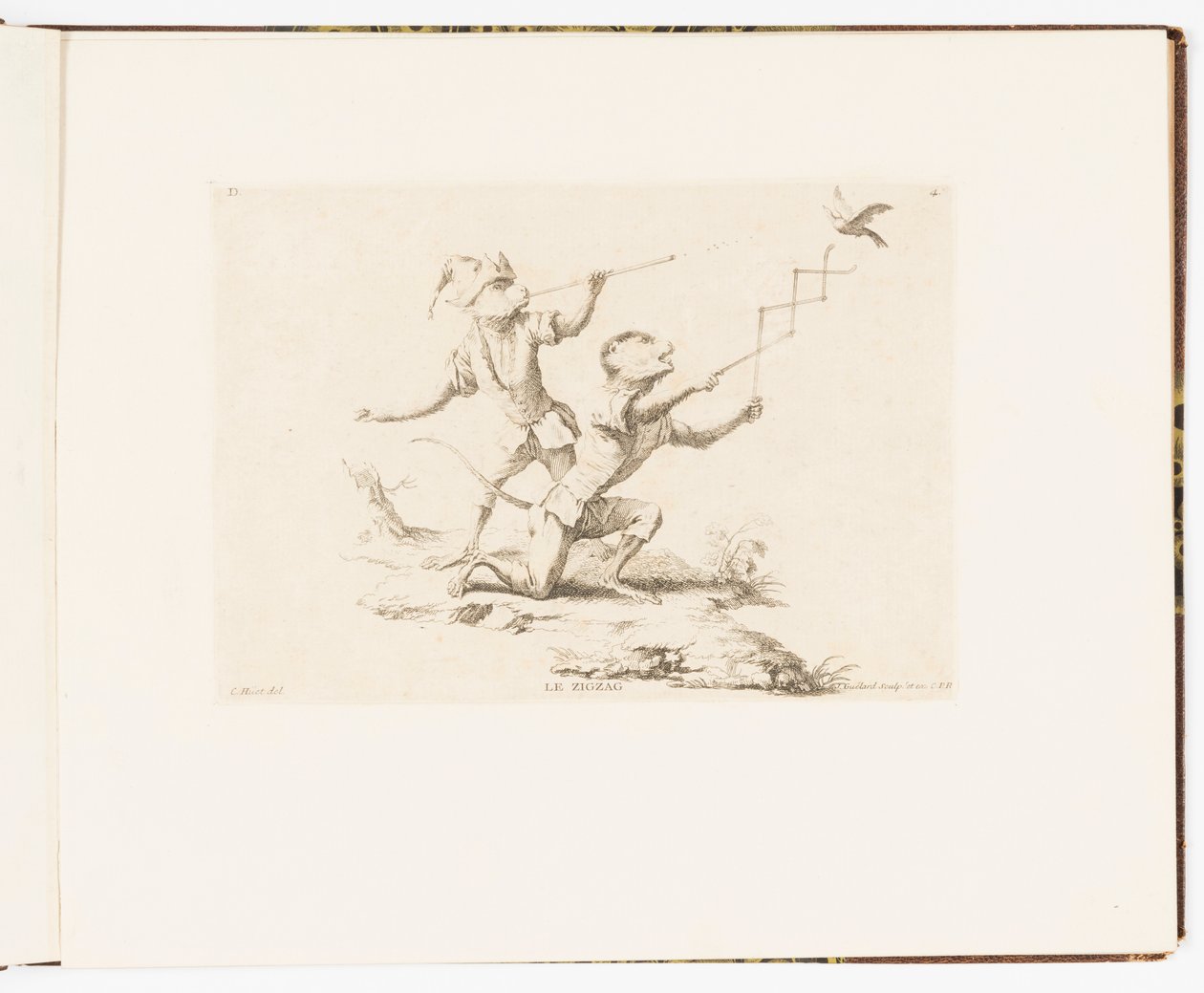 Plate 4, The Zigzag, Monkey Antics or Different Actions of Human Life Represented by Monkeys by Christophe Huet