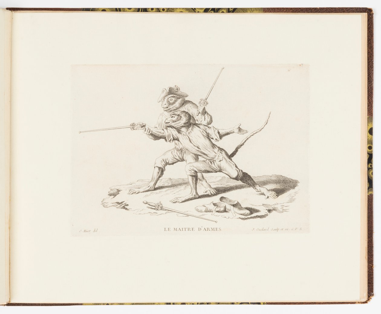 Plate 7, The Master of Arms, Monkey Antics or Different Actions of Human Life Represented by Monkeys by Christophe Huet