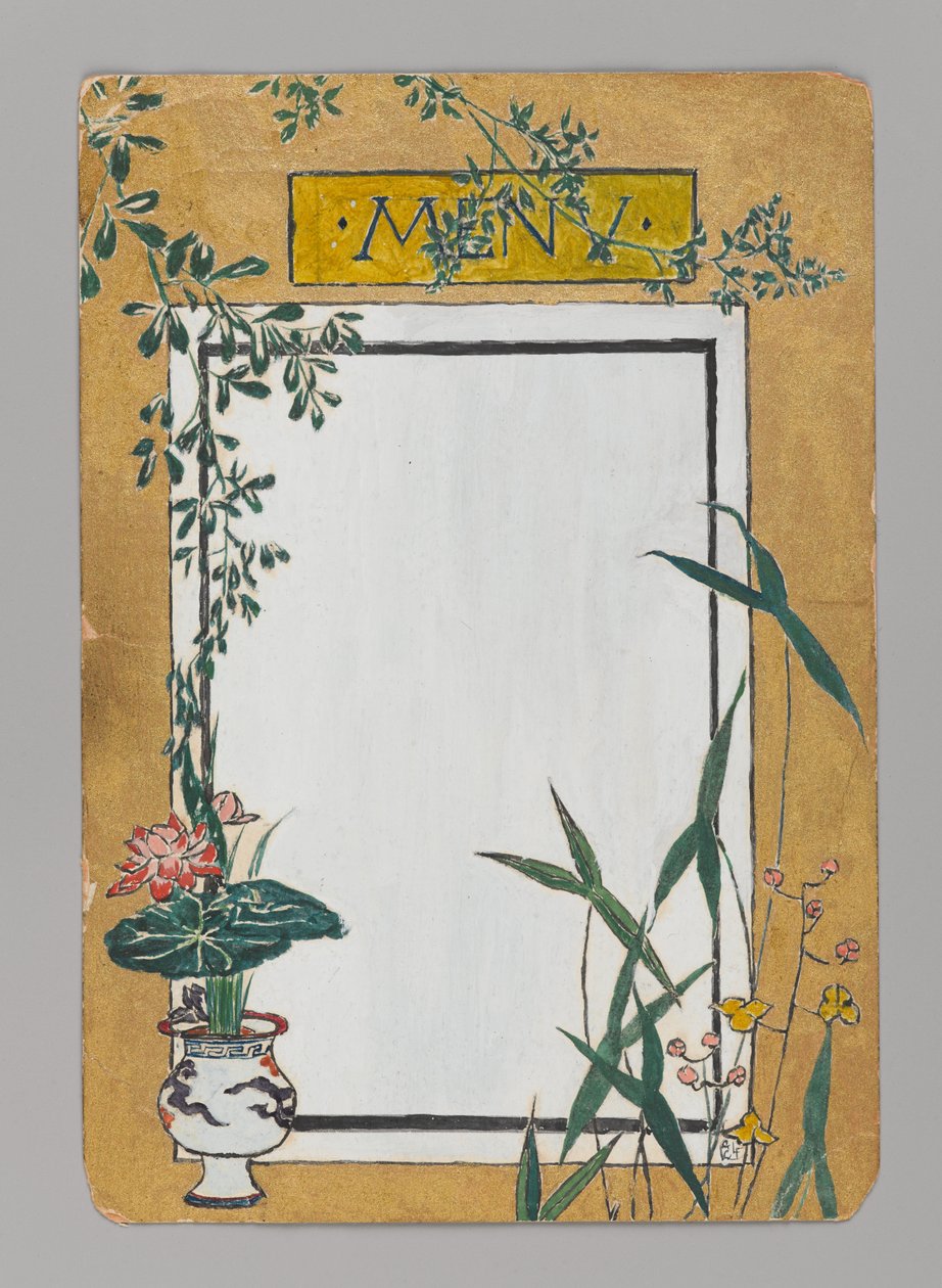 Menu Card with Bamboo and Flowers, ca. 1880 by Christopher Grant La Farge