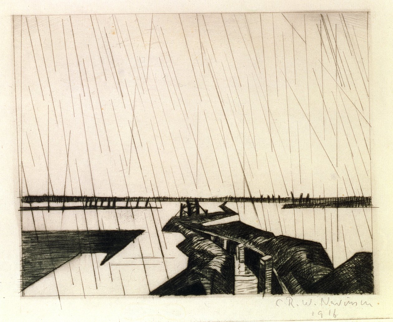A Flooded Trench on the Yser, 1916 by Christopher Richard Wynne Nevinson