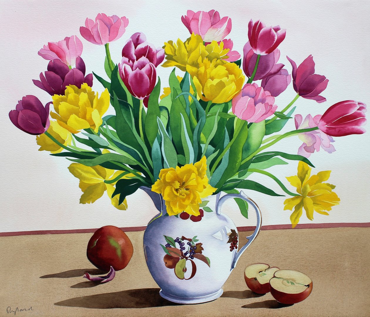 Tulips in Jug with Apples by Christopher Ryland