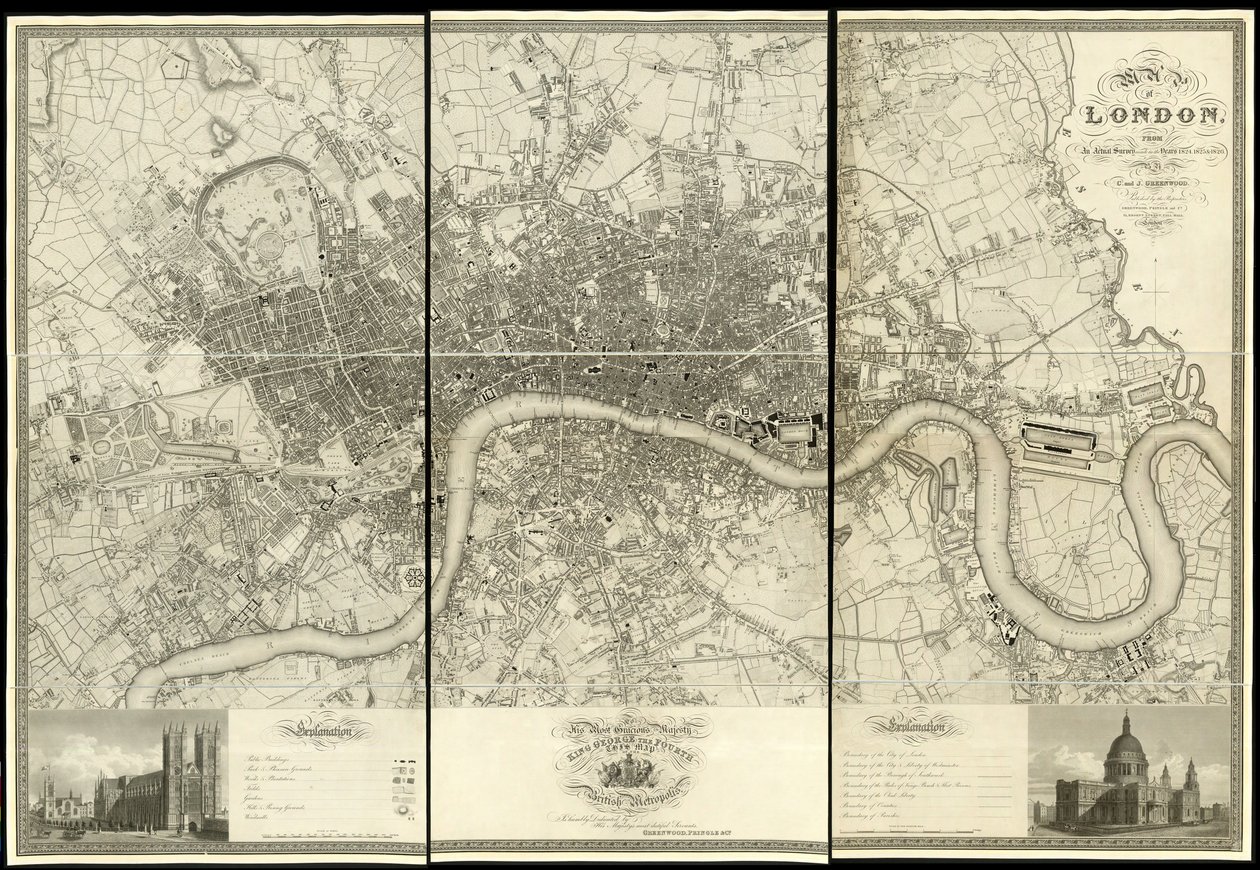 Map of London, from an actual survey made in the years 1824 by Christopher and John (fl.1821 40) Greenwood