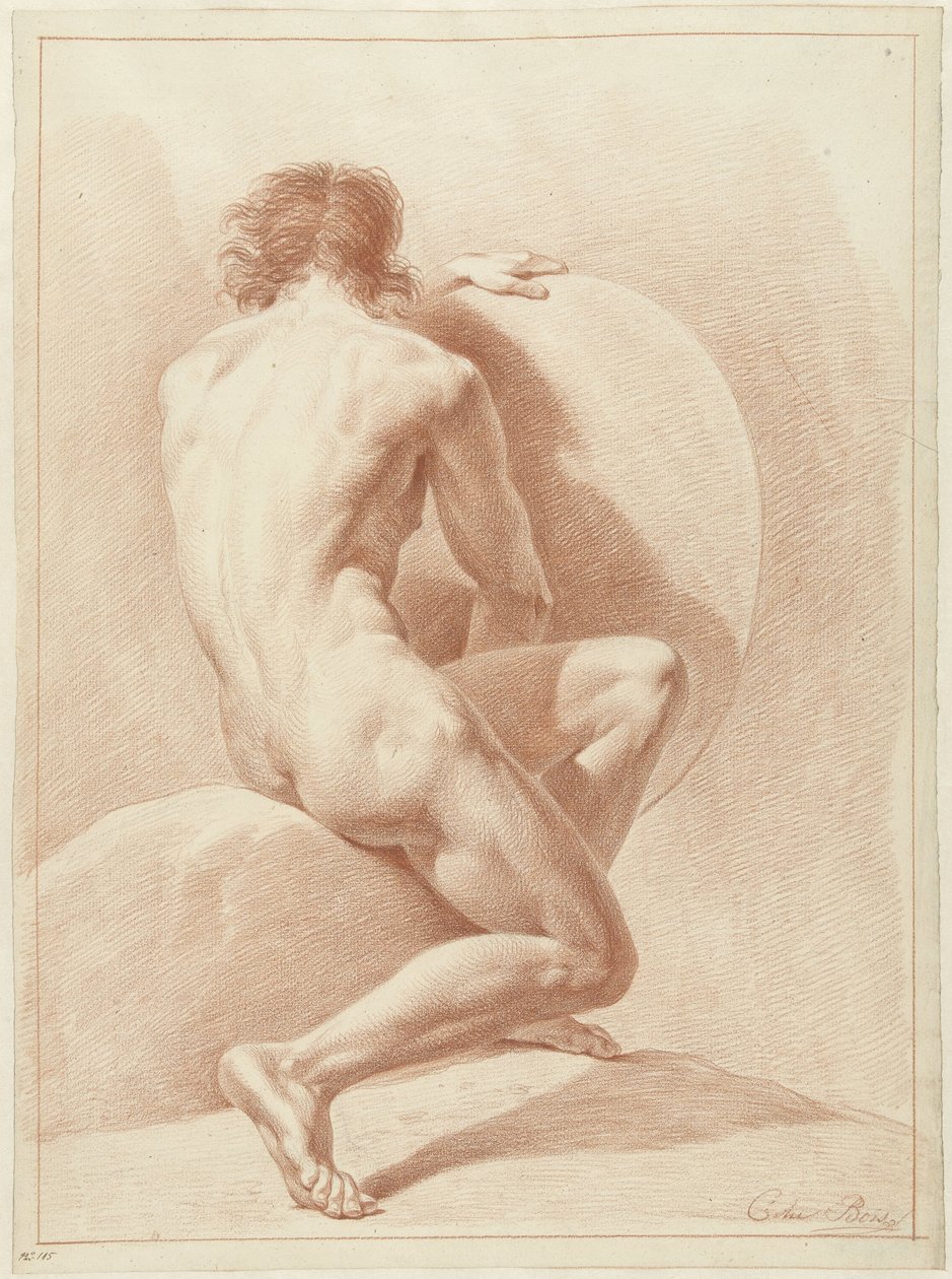 Seated Male Nude, Seen from the Back by Chrétien Dubois