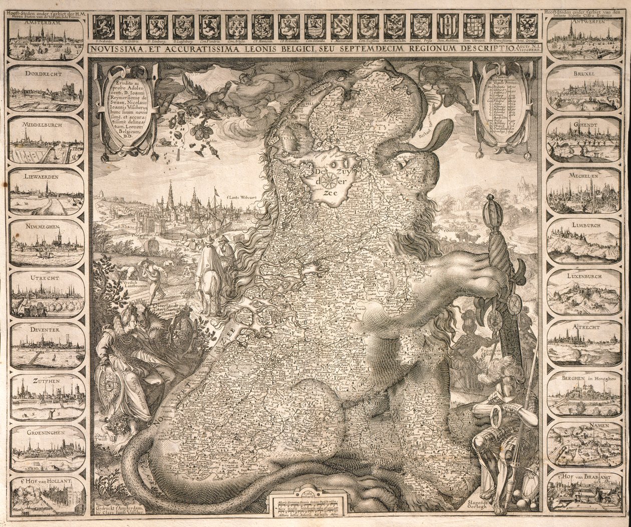 The seventeen regions of the Belgian lion, c.1583 by Claes Jansz Visscher