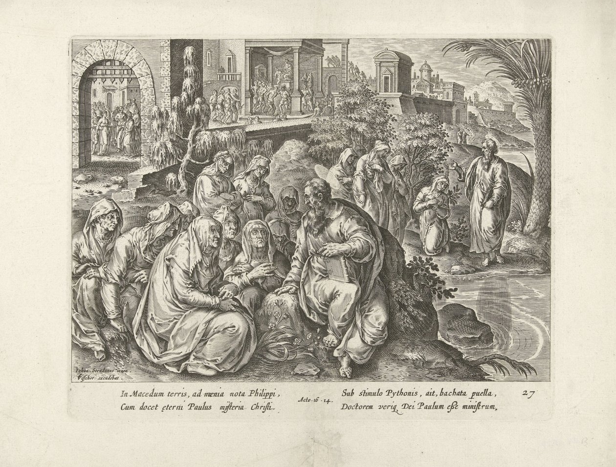 Paul Converts the Women of Philippi (Acts of the Apostles) by Claes Jansz. Visscher (II) (attributed to workshop of)