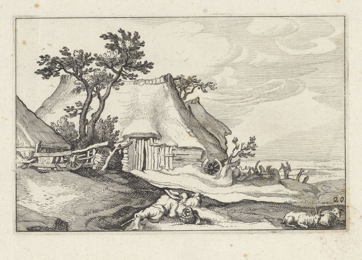 Farm and Shepherd with Sheep and Goat (Landscapes with Farms) by Claes Jansz. Visscher (II)