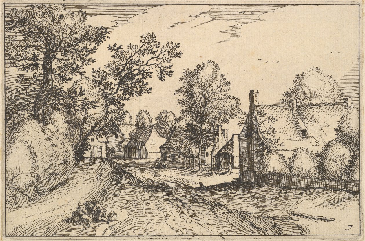 A Village Road by Claes Jansz Visscher