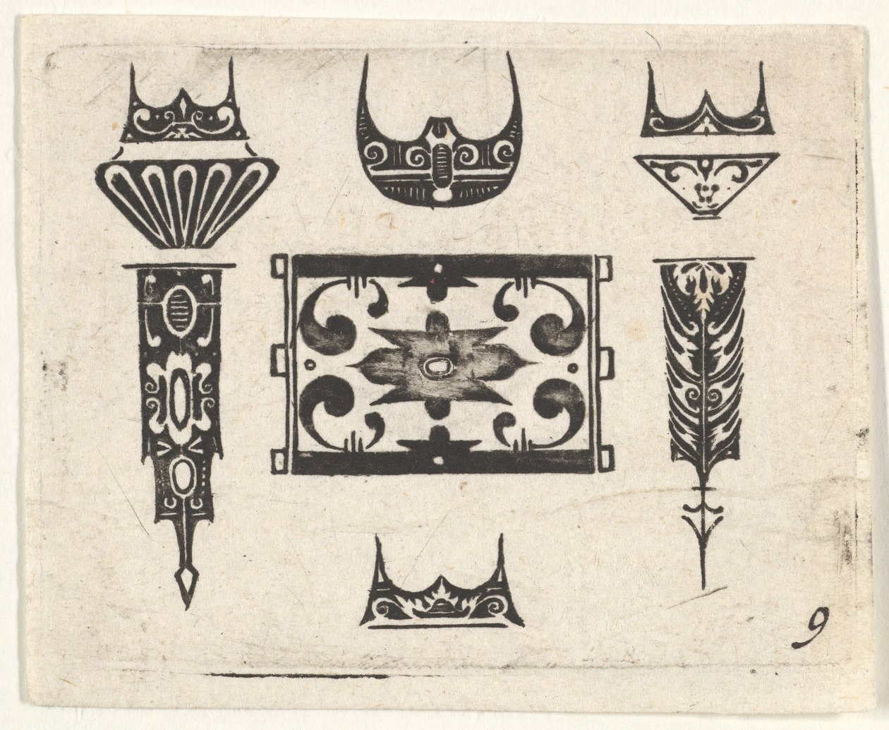 Blackwork Print with Nine Motifs by Claes Jansz Visscher