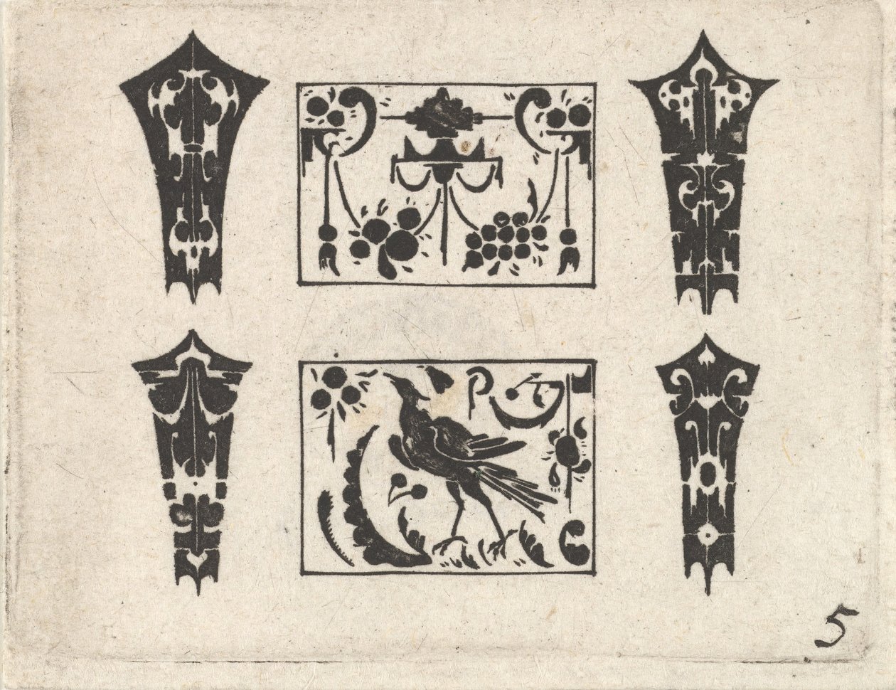 Blackwork Print with a Symmetrical Schweifwerk Pattern by Claes Jansz Visscher