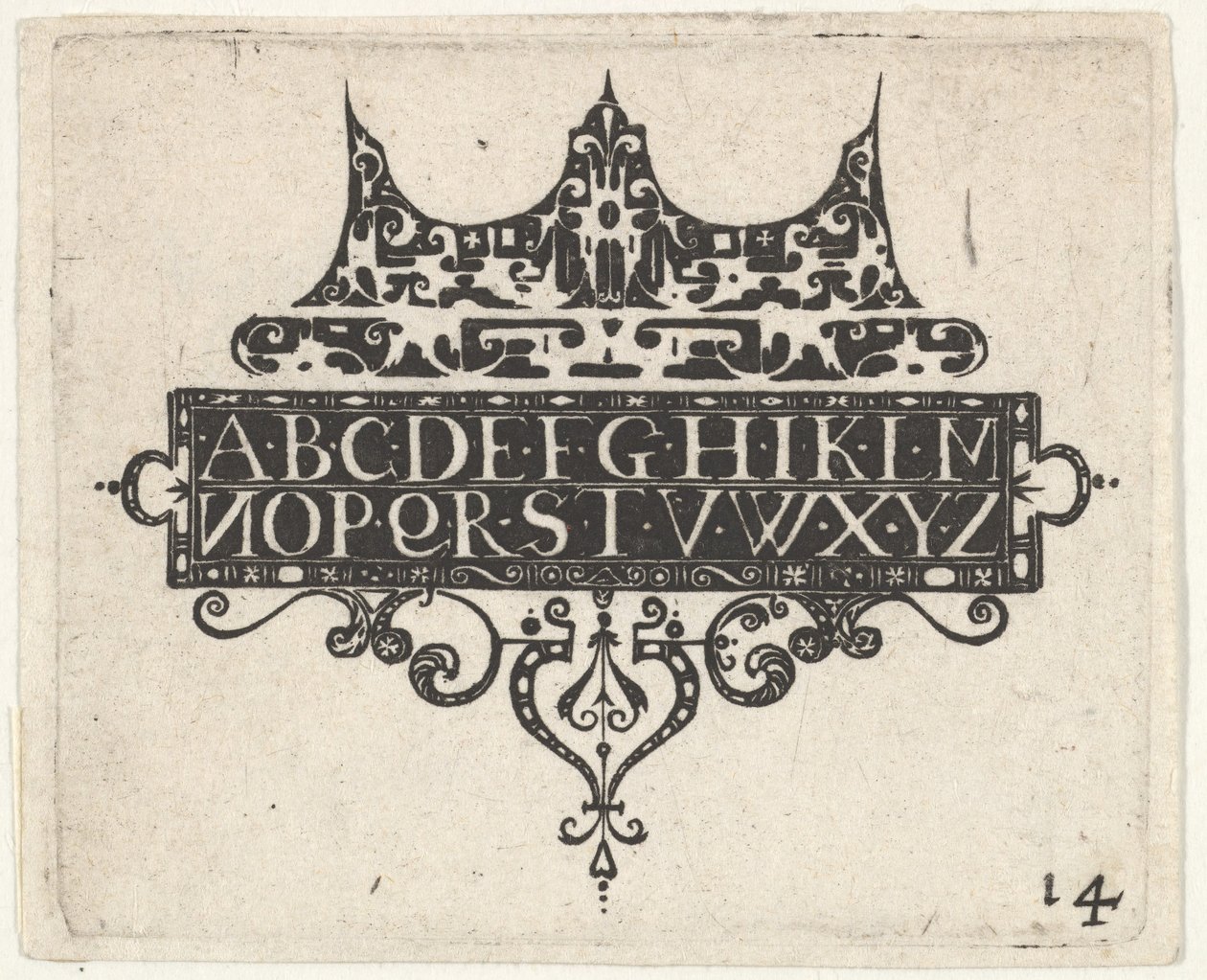 Blackwork Print with the Alphabet by Claes Jansz Visscher
