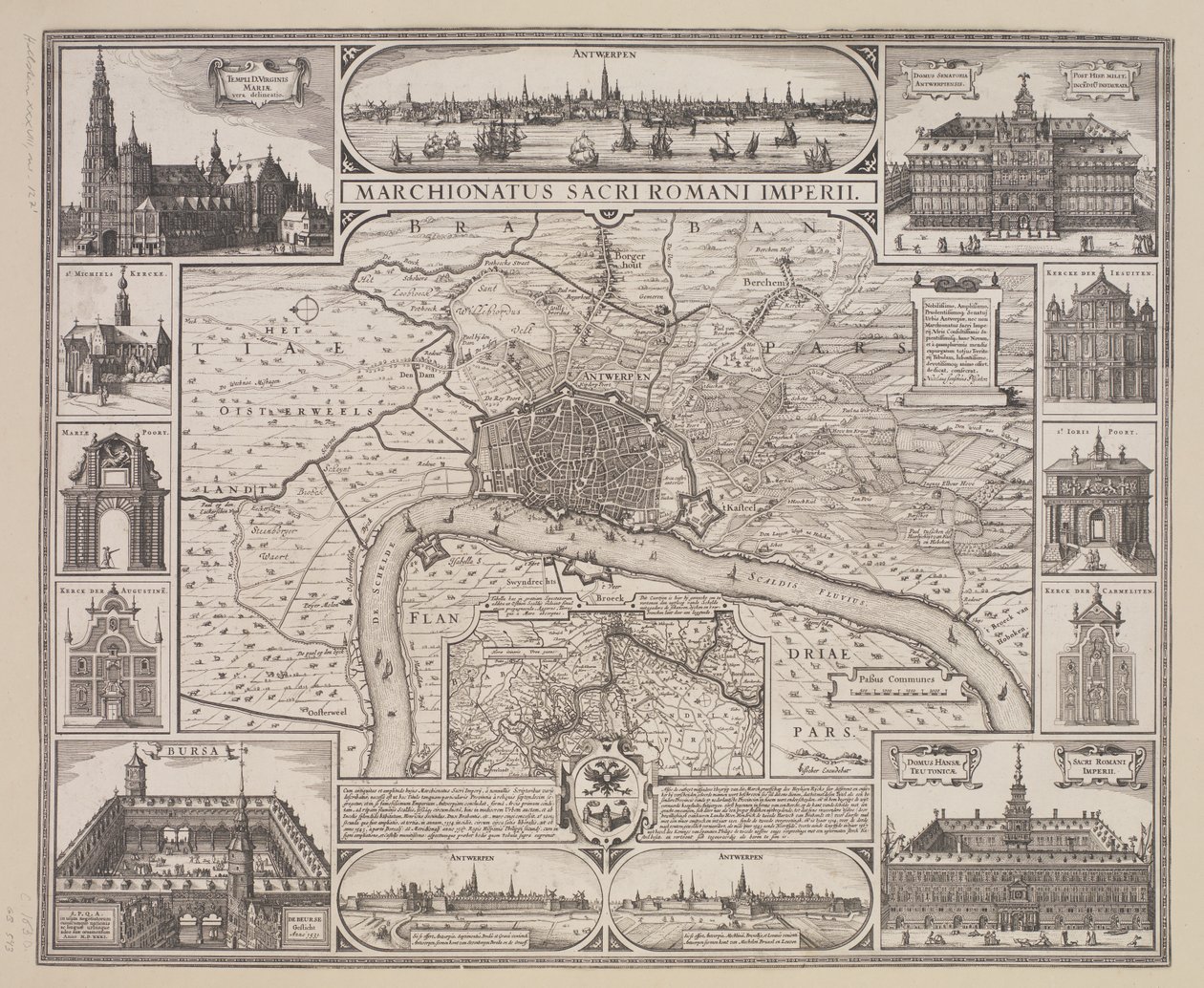 Plan of Antwerp with Prospect of the City and the Main Buildings by Claes Jansz. Visscher