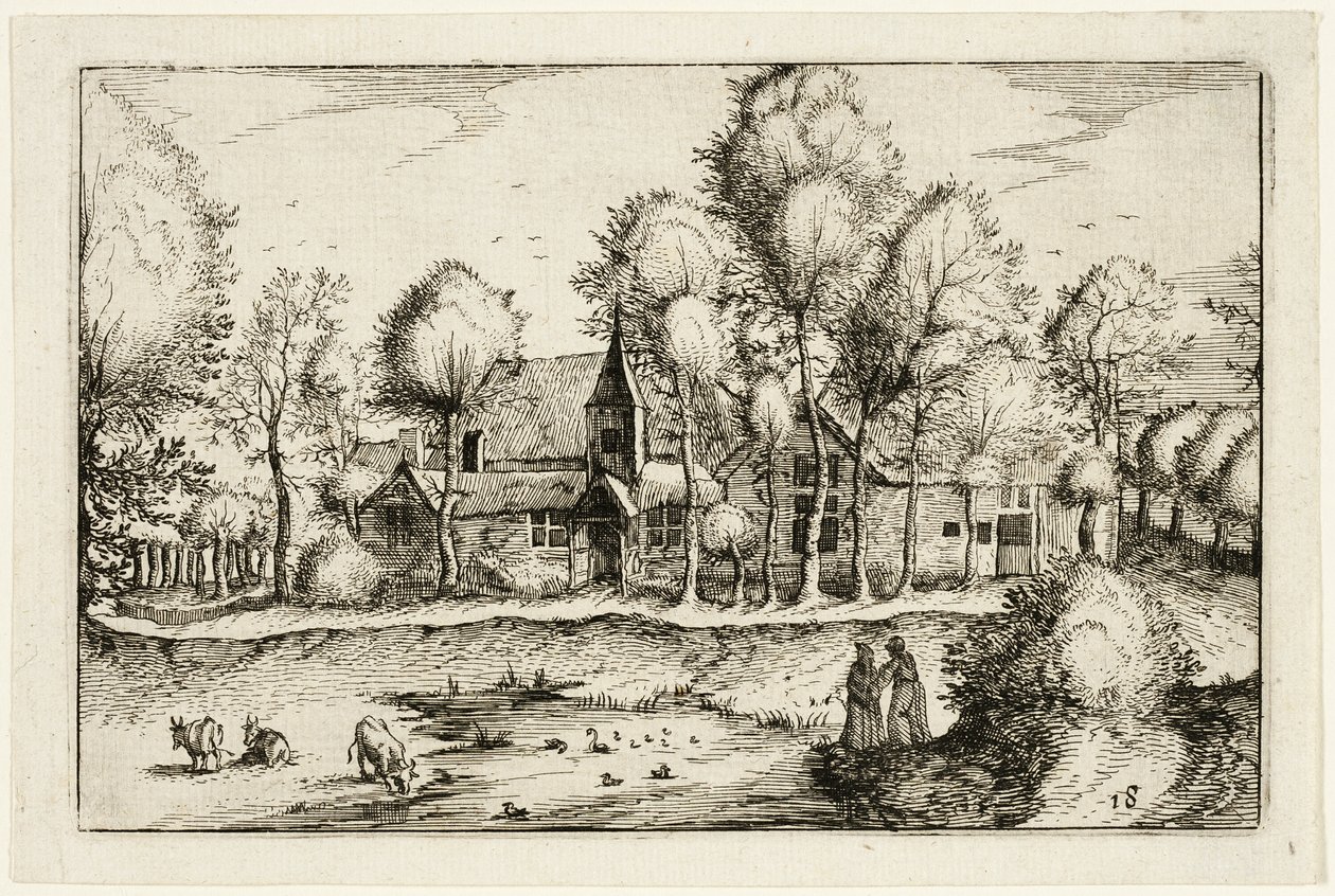 A Pond, plate eighteen after Pictures of Farms, Country Houses and Rustic Villages by Claes Jansz. Visscher II