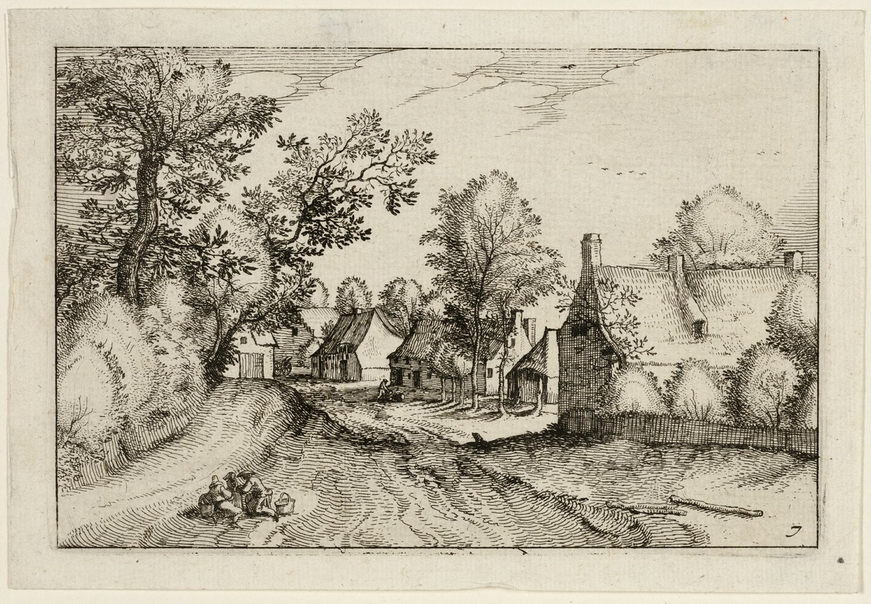 A Village Road, plate seven after Pictures of Farms, Country Houses and Rustic Villages by Claes Jansz. Visscher II