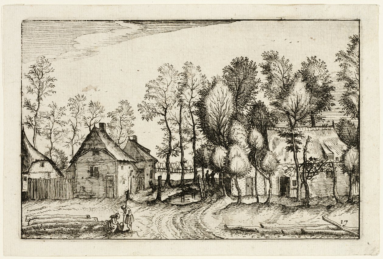 Landscape with Hewed Trees, plate seventeen after Pictures of Farms, Country Houses and Rustic Villages by Claes Jansz. Visscher II