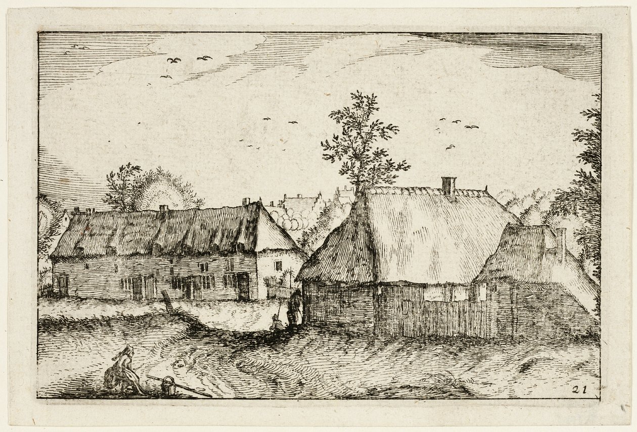 Large Sheds, plate 21 after Pictures of Farms, Country Houses and Rustic Villages by Claes Jansz. Visscher II