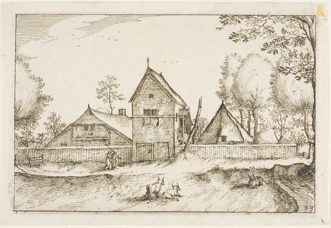 Large Walled Farm, plate 23 after Pictures of Farms, Country Houses and Rustic Villages by Claes Jansz. Visscher II