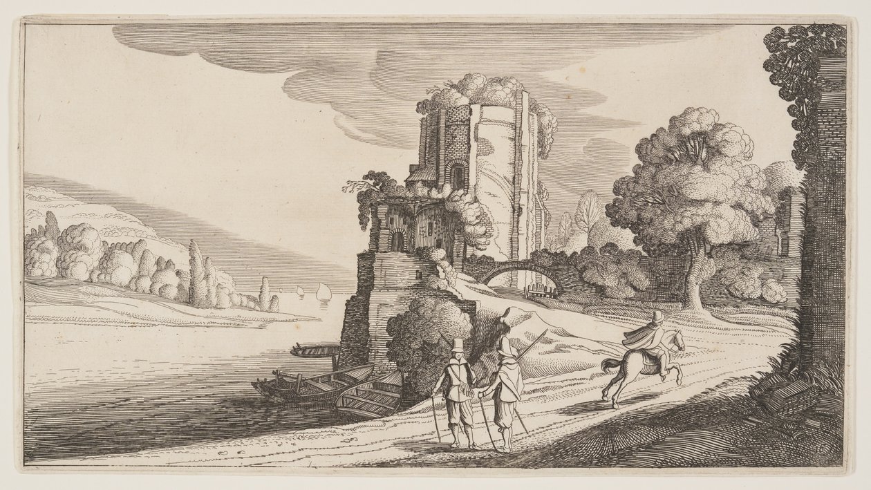 Round Tower on a River, from Landscapes by Claes Jansz. Visscher II