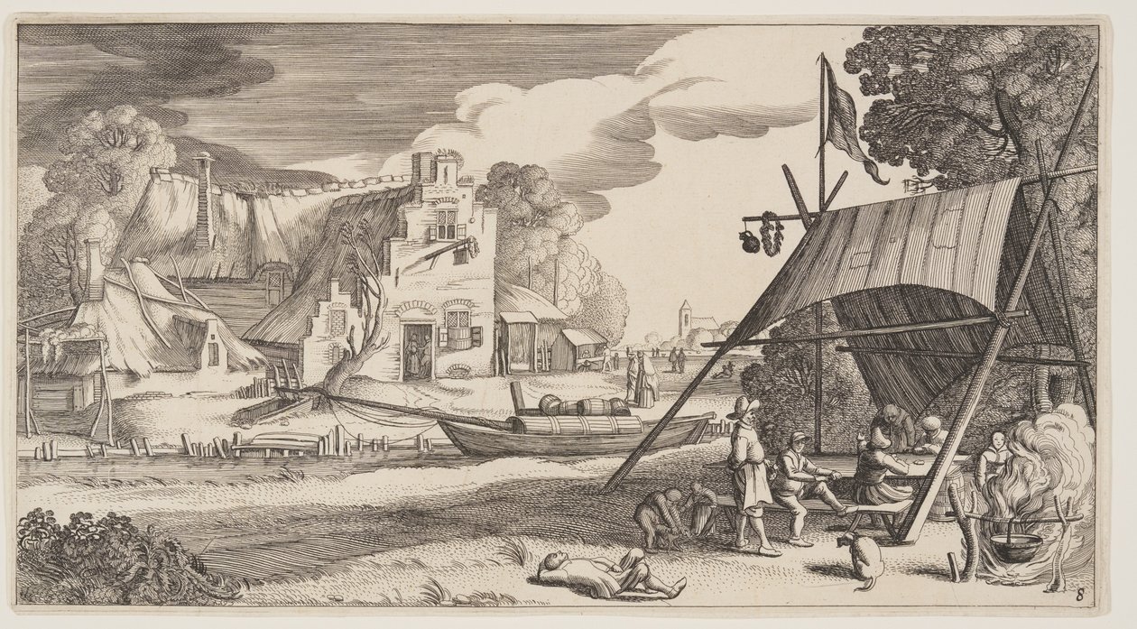 Tent with Country People, from Landscapes (Pleasant Landscapes) by Claes Jansz. Visscher II