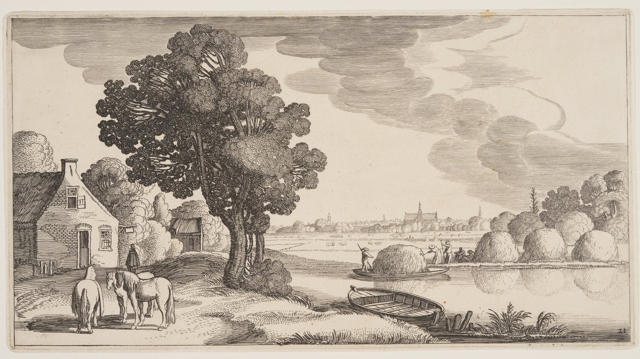 Transport of Hay on a River, from Landscapes by Claes Jansz. Visscher II