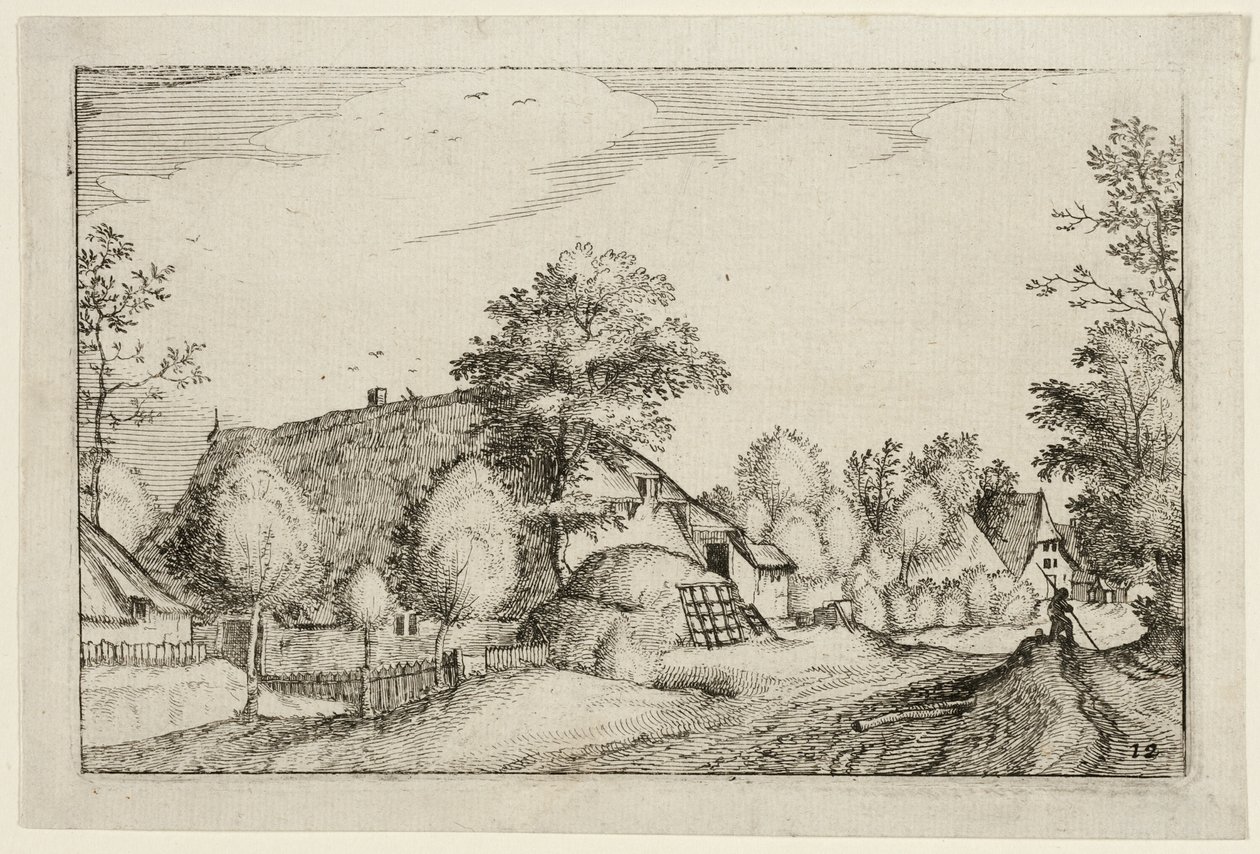 Village Road, plate twelve after Pictures of Farms, Country Houses and Rustic Villages by Claes Jansz. Visscher II