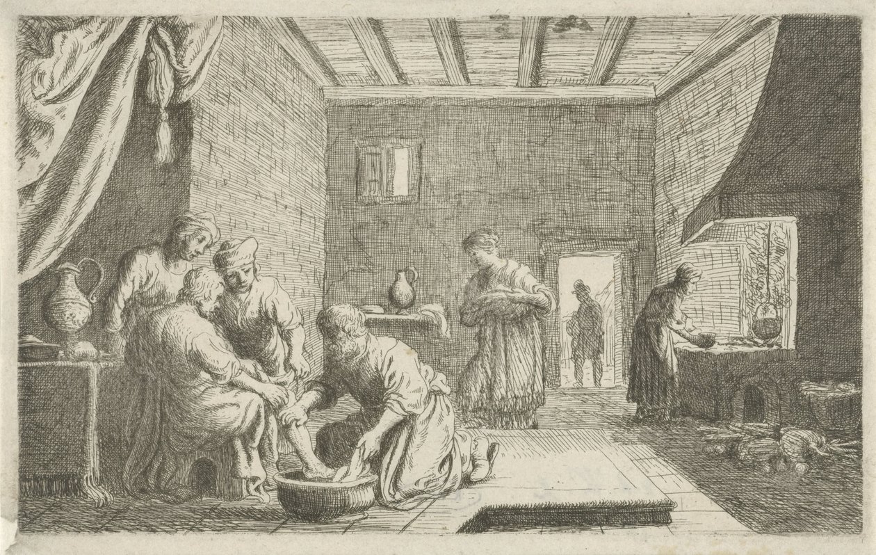 Lot Washing the Feet of the Angels by Claes Moeyaert