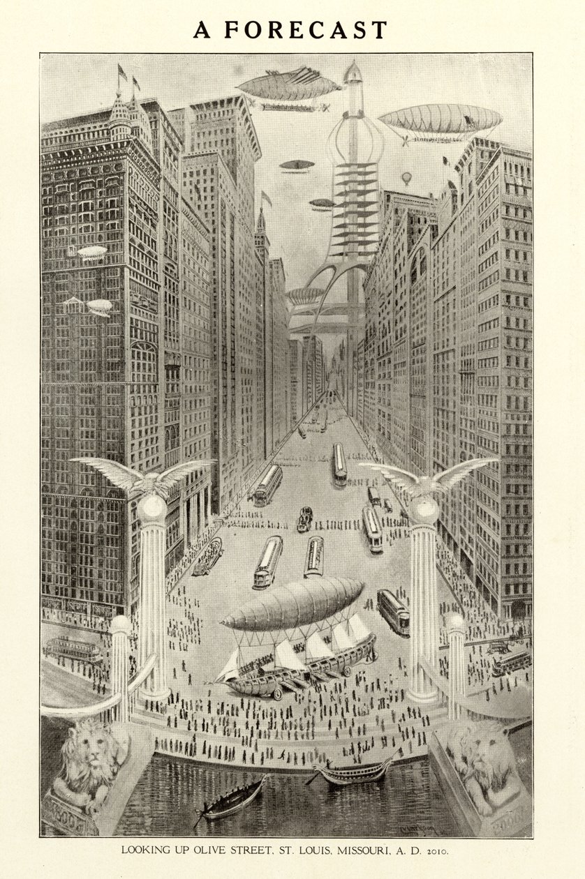 A Forecast - Looking Up Olive Street, St. Louis, Missouri, in the Year 2010 by Clarkson