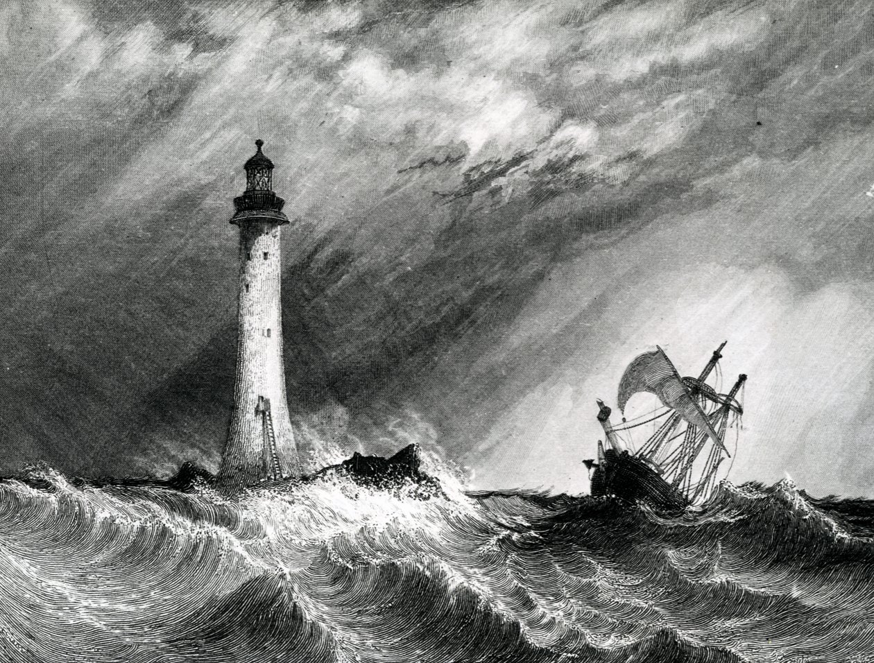 Eddystone Lighthouse, print made by W.B. Cooke by Clarkson Frederick Stanfield