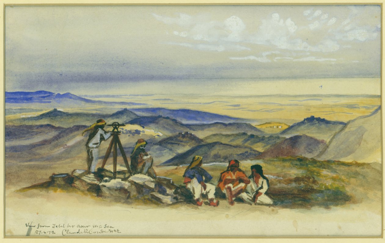 View from Jebel Bir Asur to the Sea by Claude Conder