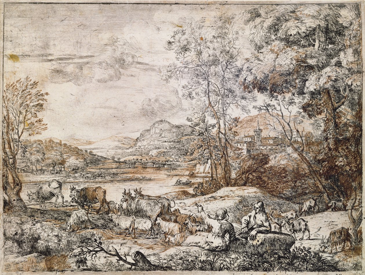 A Shepherd and Shepherdess Conversing by Claude Lorrain