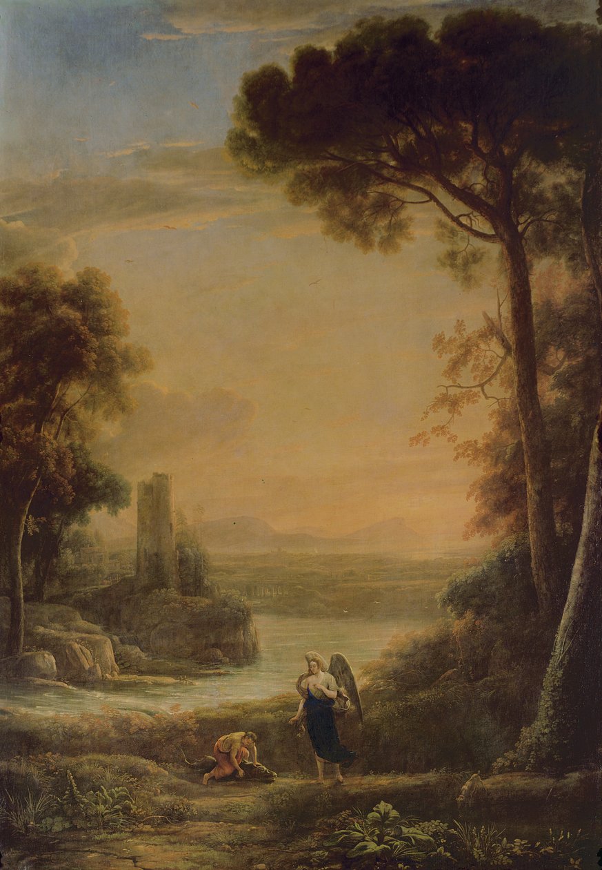 Landscape, the Archangel Raphael and Tobias by Claude Lorrain