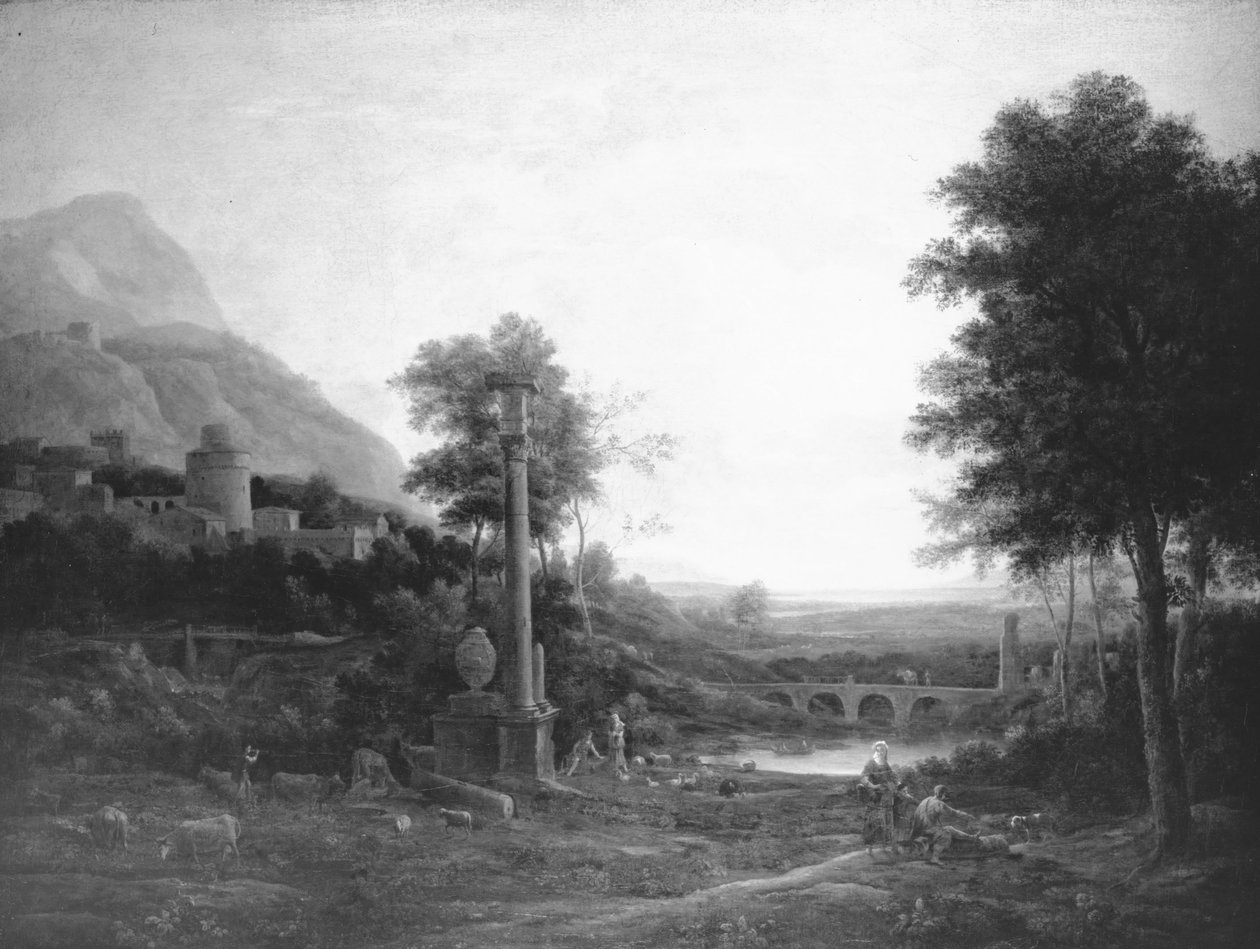 Landscape with a Column and Figures by Claude Lorrain